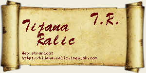 Tijana Ralić vizit kartica